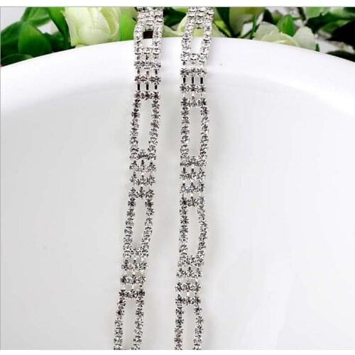 Free Shipping 5 yards Crystal Rhinestone Trim, Rhinestone Applique, Bridal Applique,Wedding Applique,Rhinestone Chain TONG106