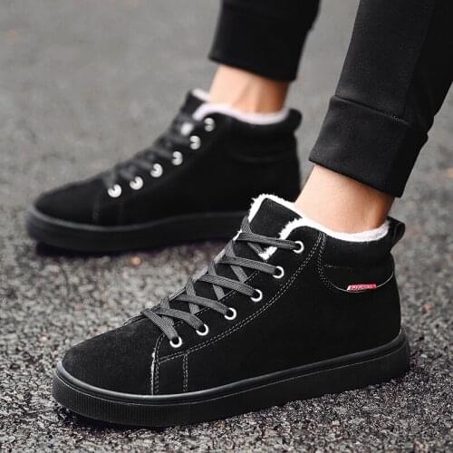 Autumn Winter Casual Snow Boots Men Waterproof Ankle Boots Flat Slip-on Resistant Fashion Man Winter Shoes Big Size