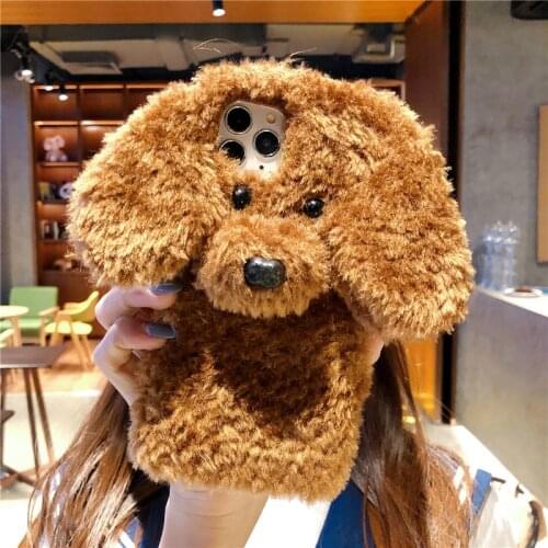Teddy Dog Fluffy Case for Samsung Galaxy F41 M51 A51 A50 A41 A42 M31 M31s A01 A2 M01 Core M01s M30s M21 A21 A21s Fur Warm Cover