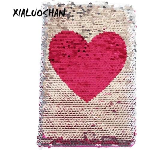 Heart shape Double-sided Sequins Notebook A5 Hard Copybook Shining Lovely Notebook Office Stationery Daily Memos