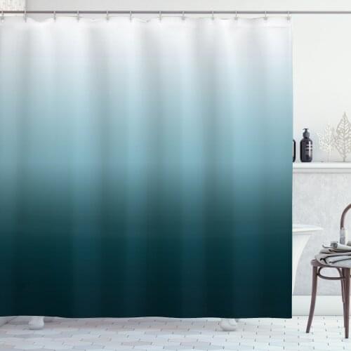 Ombre Shower Curtain Set Slate Blue Color Gradient Deep Sky Art Curtain for Bathroom Decor 12 Hooks Decorative Bath Accessory