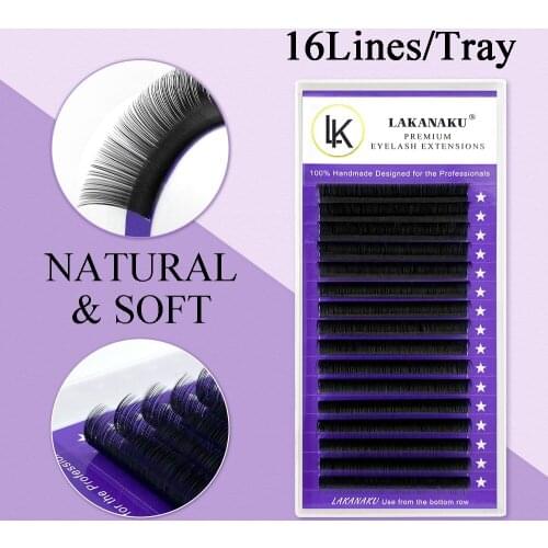 LAKANAKU 8-18mm All Size Individual Eyelash Extension 16Rows Cashmere Lashes Volume Mega Tray Supplies for Beauty Makeup