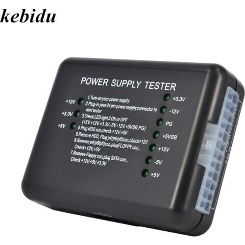 Kebidu Power Supply LED 20 Pin 24 Pin for PSU ATX SATA HDD Tester Checker Meter for PC Computer
