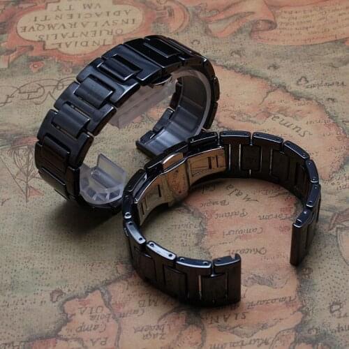 New arrival Ceramic bracelet ladys men 20mm 22mm BLACK Ceramic Watchband Watch Accessories Butterfly Clasp For samsung Smart HOT