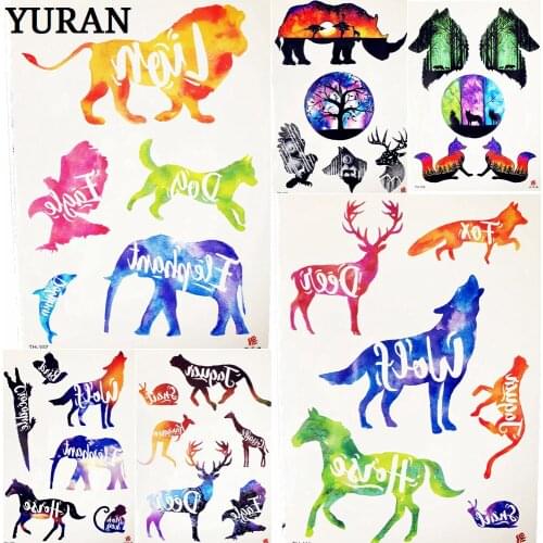 Colorful Animal Zoo Watercolor Temporary Tattoo Stickers For Children Boy Baby Kids Women Girl Face Paste Fake Tattoo Decals