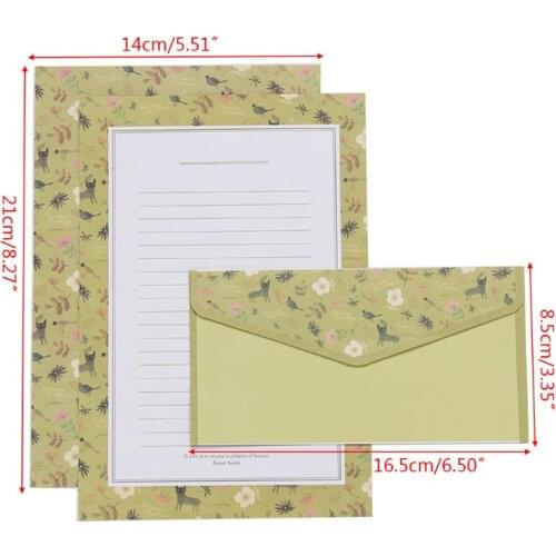 Creative Beautiful Letter Paper Envelope Floral Cute Cartoon Set Letterhead Small Fresh Gifts M5TE