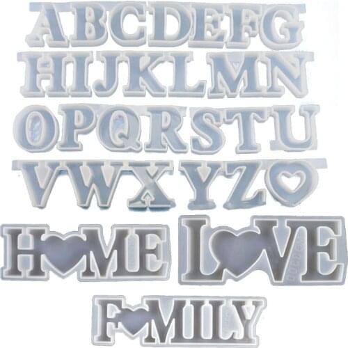 L5YD 29Pcs Large 3D Love Home Family Letter Resin Mold Kit DIY Table Decor Art Craft