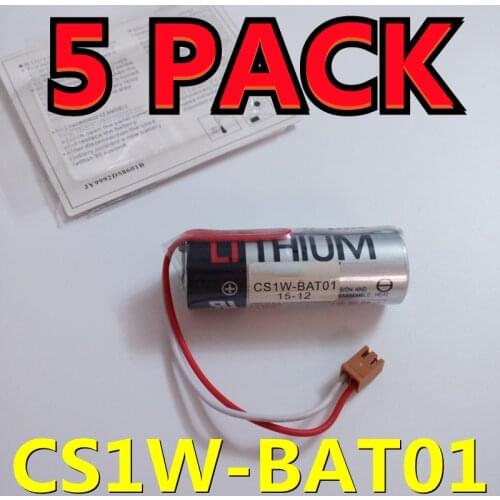 Fresh Date) 5PACK Original NEW Battery For OMRON CS1W-BAT01 3.6V PLC Lithium Batteries with plugs ER17500V