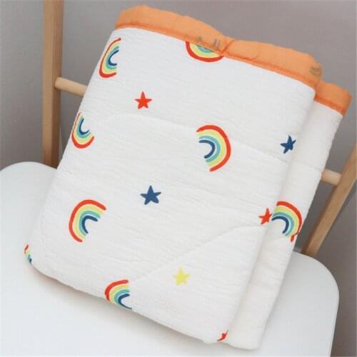 Thick Big Size 120X140cm Rainbow Color Muslin Cotton Quilt Dinosaur Baby Swaddle Kids Comforter Toddler Crib Blanket
