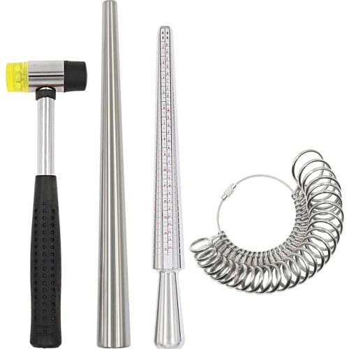 Jewelry Tool Set Ring Sizer Measuring Tools Ring Enlarger Stick Mandrel Handle Hammers Finger Measuring Sizer Loop