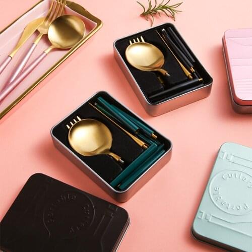 Gold/Pink/Silver Dinnerware Set Stainless Steel Reusable Collapsible Steak Knife Fork Spoon Flatware Set Dishwasher Cutlery Set