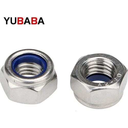 50/30/10pcs DIN985 M2 M2.5 M3 M4 M5 M6 M8 M10 M12 Stainless Steel Self-locking Nut Nylon Lock Nut Locknut Slip Nylon Hex Nut
