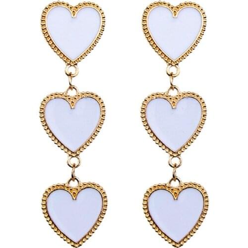 New ladies retro long love earrings retro alloy dripping oil heart-shaped peach heart earrings earrings 2021 new jewelry