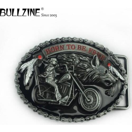 Bullzine wholesale zinc alloy retro Motor wolf belt buckle pewter finish FP-02739 cowboy jeans gift belt buckle