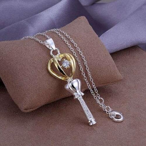 Necklace silver plated trendy jewelry pendant necklaces crown & wand 18 inches jewelry wholesale free shipping vigl LP310