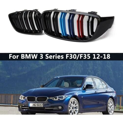 A Pair Single Dual Slats Car Front Kidney Grille Grill Racing Grilles For BMW 3 Series F30 F31 F35 2012-2018 Car Accessories