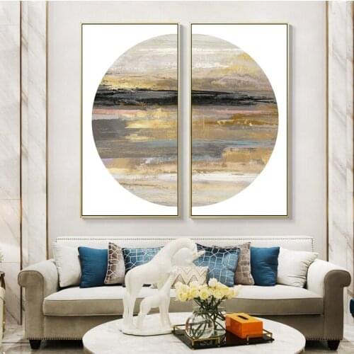 Semicircular Pattern Posters Gold Black Grey Pink Overlap Light luxury Canvas Painting Wall Art Pictures for Living Room Décor