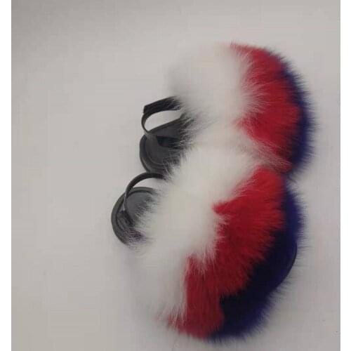 Summer Toddler Kids Fluffy Fur Slippers With Strap Plush Flip Flops Flat Baby Furry Sandals Girls Slides Children Shoes Sandals