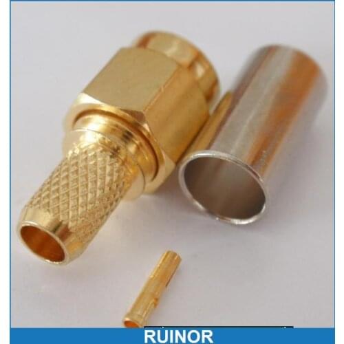 100 Pcs/lot RP-SMA Male Plug Connector for RG58 LMR195 Cables