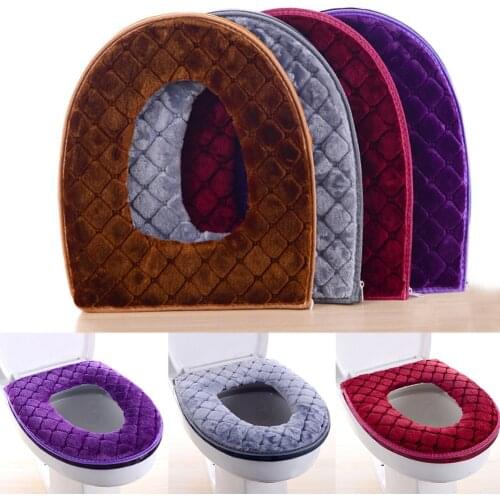 Bathroom Toilet Seat with Handle Closestool Washable Soft Winter Warmer Mat Pad Cushion Toilet seat Bidet Covers