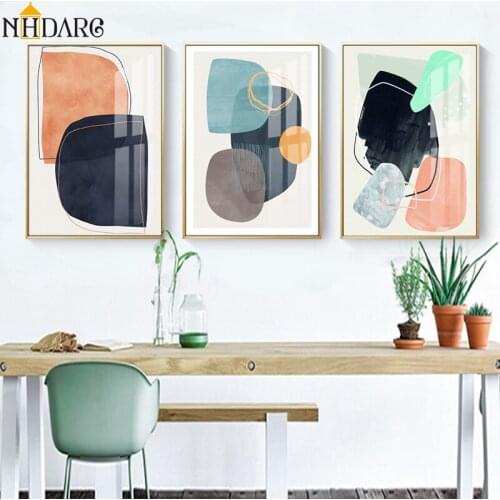 Nordic Modern Simple Color Piece Fashion Abstract Decoration Canvas Print Painting Art Wall Pictures for Living Room Home Decor