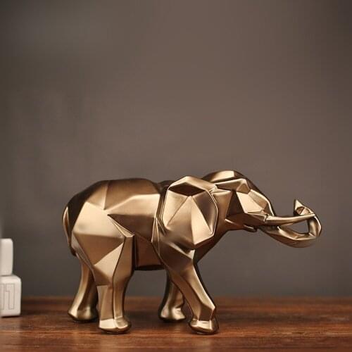 Elephant Statue Resin Ornament Home Decoration Accessories Golden Modern Abstract Gifts for Elephant Sculpture Animal Craft 2019