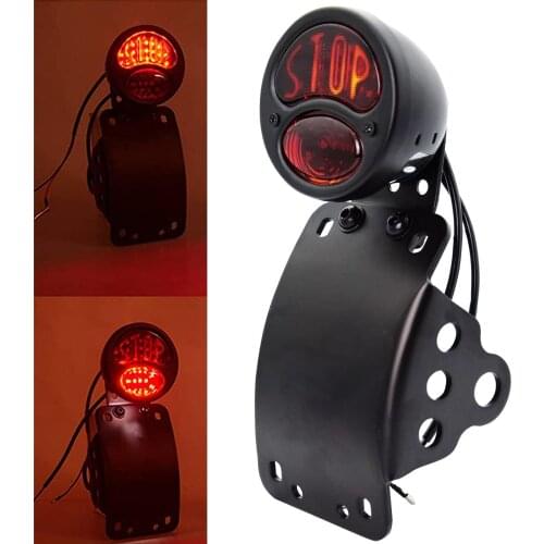 Stop Retro License Plate Mount Tail Light 12V DC Rear Lamp LED Brake Taillight Side Mount Black For-Harley-Chopper-Bobber i Pcs