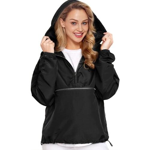 Autumn/winter New Long-sleeved Hiking & Camping Jacket Women Fashion Casual Hooded Jacket Womens Lapel Half Zipper Windbreaker