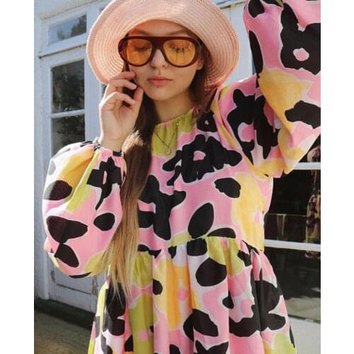 Bright Shimmer Watercolour Floral Print Babydoll Cape Chiffon Maternity Dress Shirring Colorblock Puffy Maxi Vacay Beach Gown