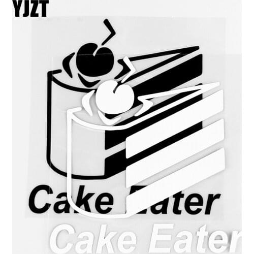 YJZT 14.3×14.6CM Cake Eater Funny Vinyl Decal Personality Car Stickers Bumper Decor Black / Silver 10A-0812