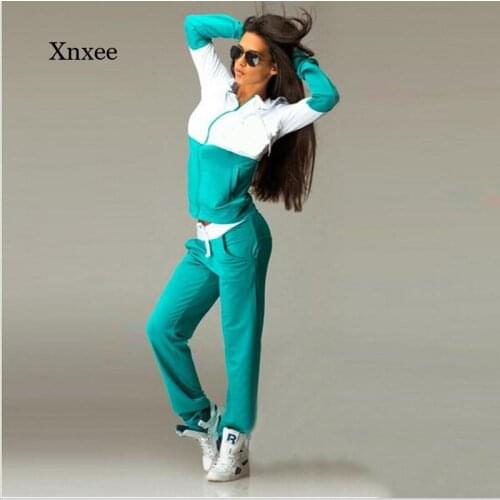 Autumn and Winter Two-Piece Womens Stitching Hooded Jacket Jacket and Pants Sportswear Jogging Suit Casual Streetwear