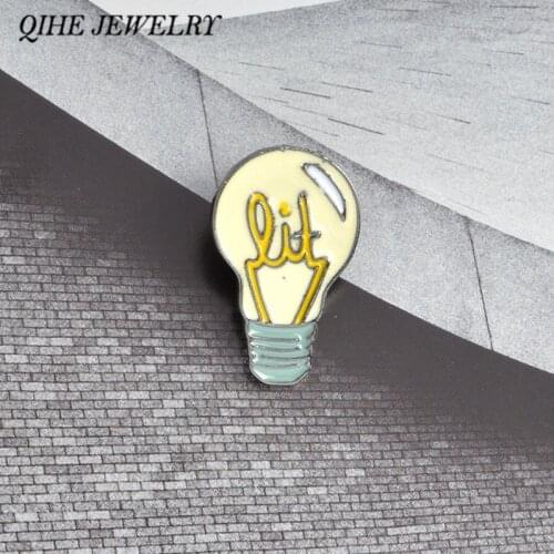 QIHE JEWELRY Brooches & pins Cartoon light bulb pins backpack shirt jeans decorative Women girl jewelry accessories