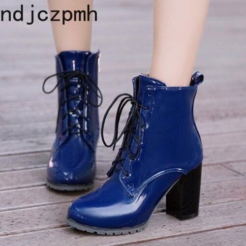 Womens Boots New winter fashion Round head zipper High heel Short tube Womens shoes plus size 31-50 Heel Height 8.5cm black