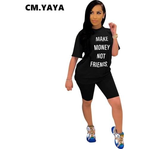 2020 Summer Women Two Pieces Sets Tracksuits Letter Print Short Sleeve Tops Shorts Suit Fitness Sporty Club 2 Pcs Outfit GL1327