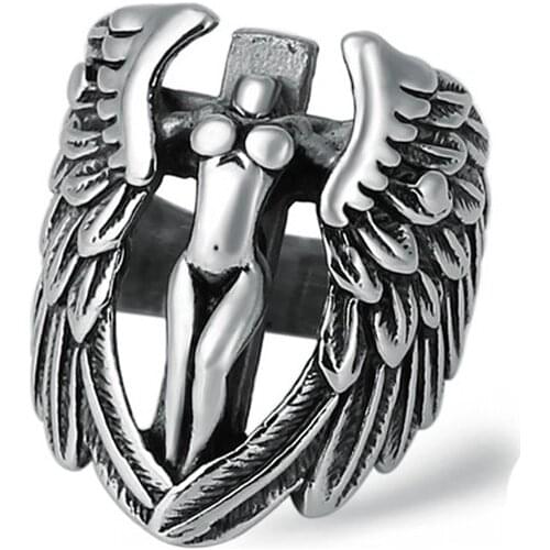 Womans Ring Scarf Hat Accessories Retro cross Jesus Wings Rings For Man Wedding Couple High Quality Jewelry Gifts