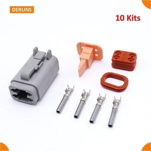10Kits/Lot Female 4 Pin Deutsch Waterproof Sealed Auto Connector Plug Sets For Car Boat DT06-4S