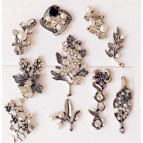 10pcs/lot fashion Antique Silver Jewelry Making Accessory Brooch Bracelet earring hair pin clip Handmade DIY Craft supplier