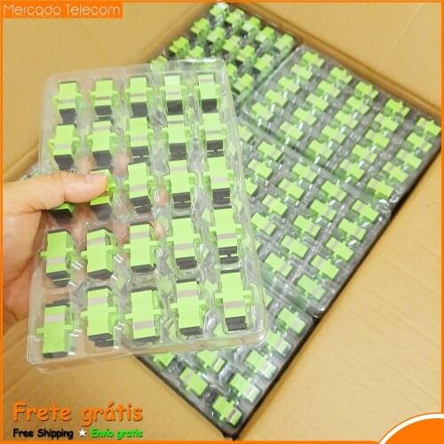 SC APC 100pcs Adapter Connector Fiber Optic Adapter, Fiber Optic Connector Simplex Single mode Plastic