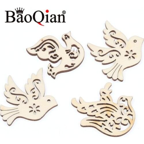 20pcs/lot Peace Dove Pattern Natural Wooden Scrapbook For Greeting Card Making Diy Decoration Accessories 30-40mm