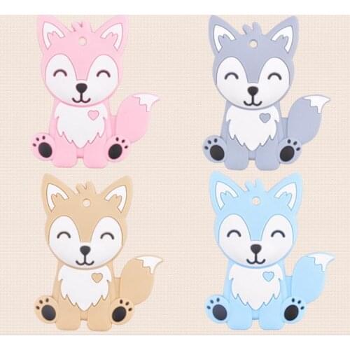 200pcs Baby Silicone Teethers BPA Free Toddle Teething Toys Cute Animal Baby Ring Teether Silicone Beads DIY Chew Necklace