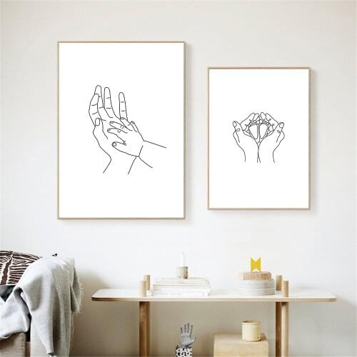 Abstract Art Baby Feet Hand Poster Canvas Painting Line Drawing Prints Minimalist Wall Art Pictures Kids Room Bedroom Decoration