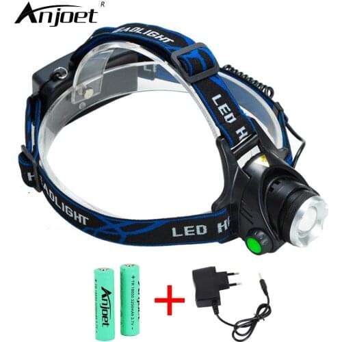 ANJOET Rechargeable Headlight XPE Q5 XML T6 / L2 Zoom LED Headlamp Lantern Riding a bike + 18650 Battery + AC Charger