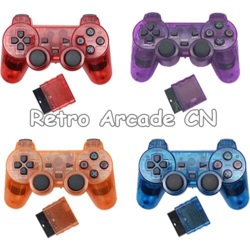 Wireless Controller For Playstation 2 Gamepad Vibration Controle For mando PS2 Joystick controle Transparent Color
