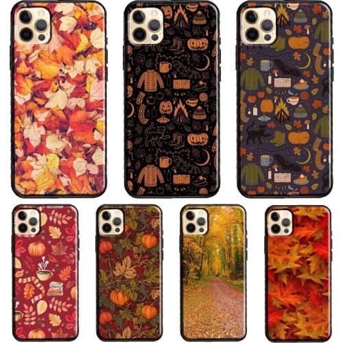 Autumn Leaves Fall Fox Pumpkin Soft Cover For iPhone 11 12 Pro Max XS XR X 12 mini SE 2020 5S 6S 7 8 Plus Phone Case
