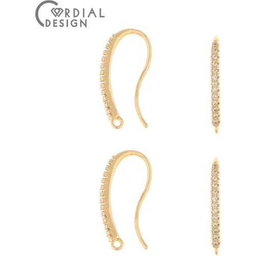 Cordial Design 30Pcs 9*20MM Genuine Gold Plating/CZ Earrings Stud/Jewelry Findings & Components/Hand Made/DIY Making