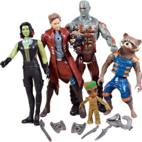 Marvel Avengers Guardians of The Galaxy Star Lord Groot Gamora Drax The Destroyer Rocket Raccoon Action Figure Toy Kid 5Pcs/set