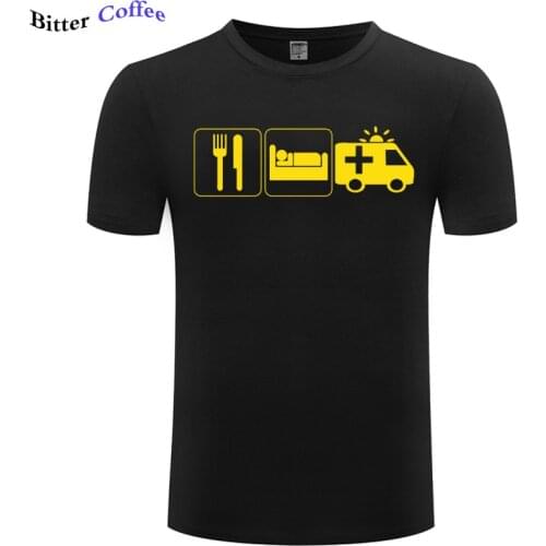 2021 Eat Sleep Paramedic T-Shirt Save Lives Rescue Ambulance Driver Tee Print Cotton Short Sleeve Brand Clothing Plus size