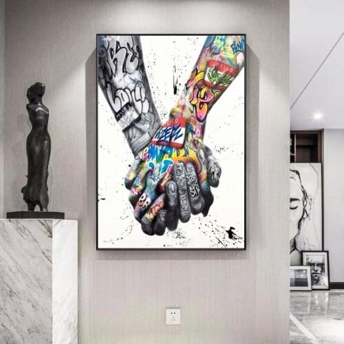 Graffiti Wall Art Lover Hands Oil Paintings on Canvas Street Art Posters Inspiration Artwork Canvas Pictures For Home Decoration