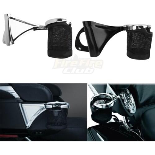 Chrome Motorcycle Passenger Bracket Rear Drink Cup Holder Fits For Harley Touring Road Glide Electra Glide CVO Ultra 2014 -2020