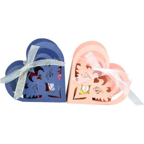 Islamic Nikkah Wedding Heart Shape Customized Laser Cut Love Bird Favour Box